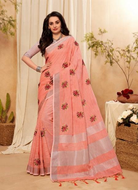 Pink Colour STYLEWELL KAVYA VOL 3 Designer Festive Wear Cotton Zari Pallu With Embroidery Saree Collection 477